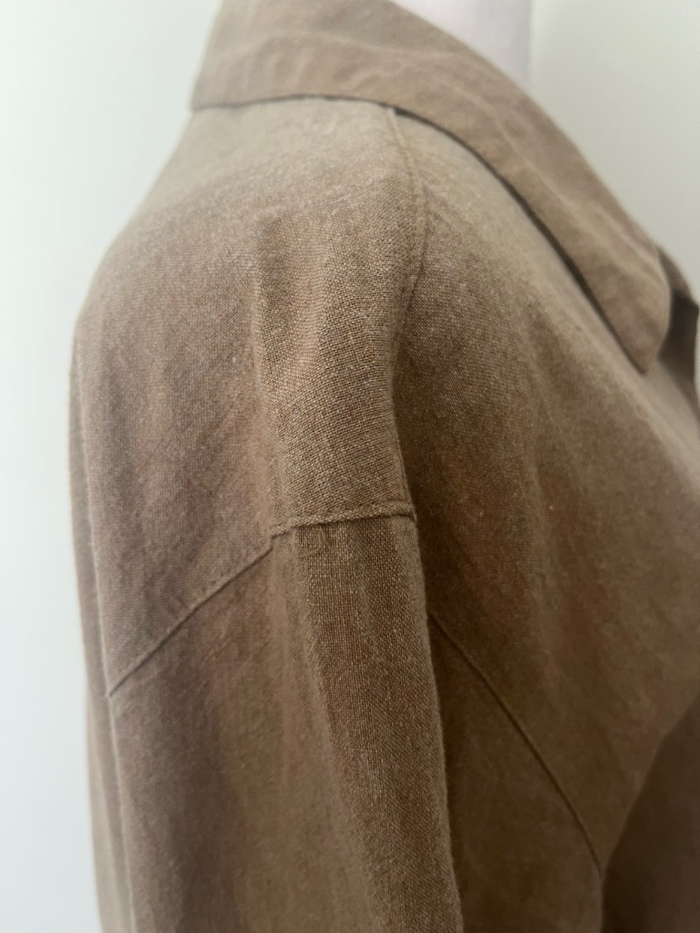 Classic Tan Linen Button-Front Shirt/jacket - Picture 7 of 8